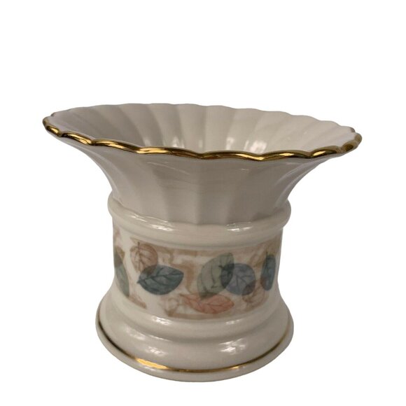 Lenox Natures Impressions Pillar Candle Holder Drifting Leaves USA 3 1/2 Inches - Picture 6 of 10